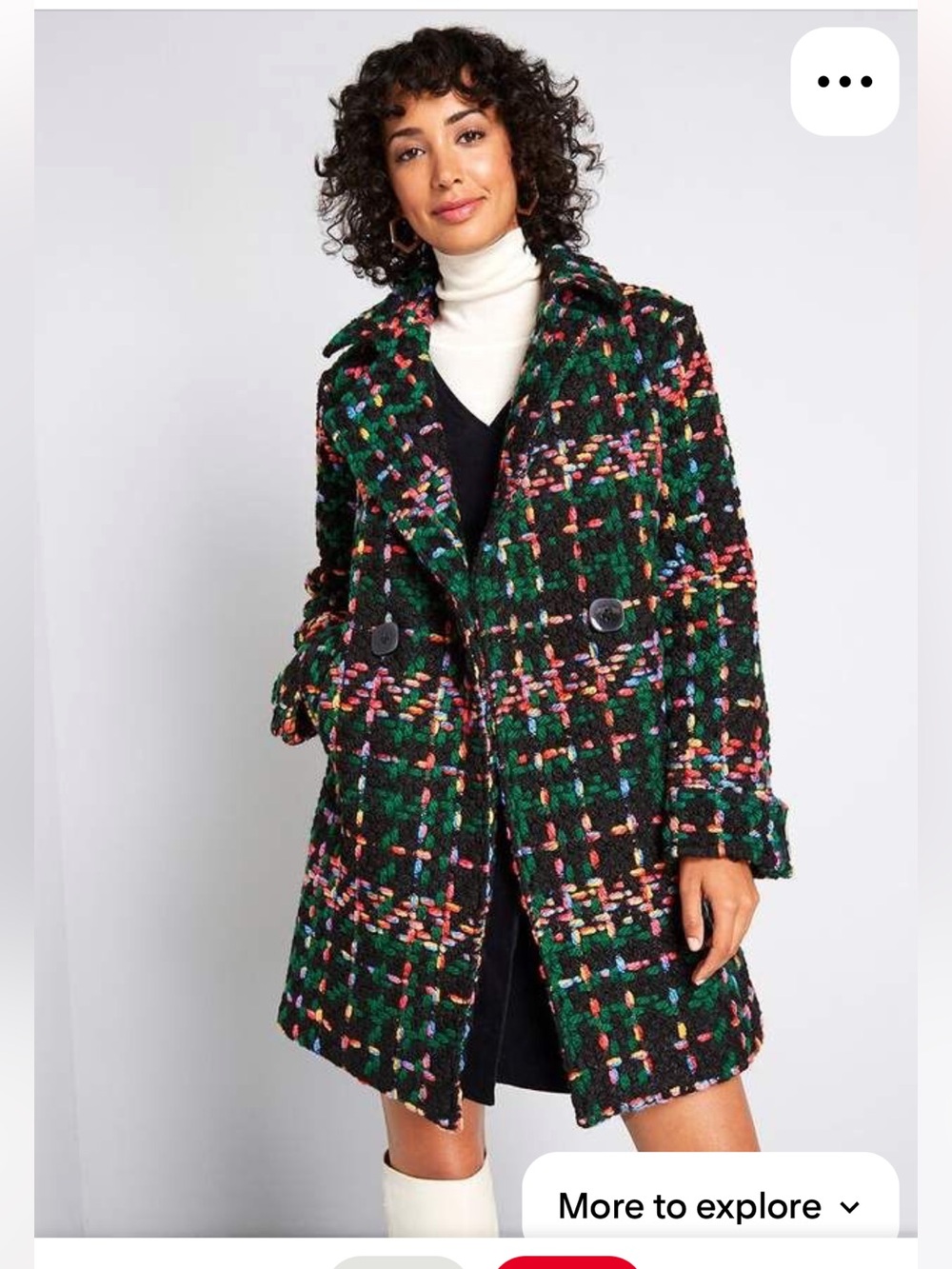 Pepalove S anthropology Woven Multi-Color Plaid Pea Coat - Green